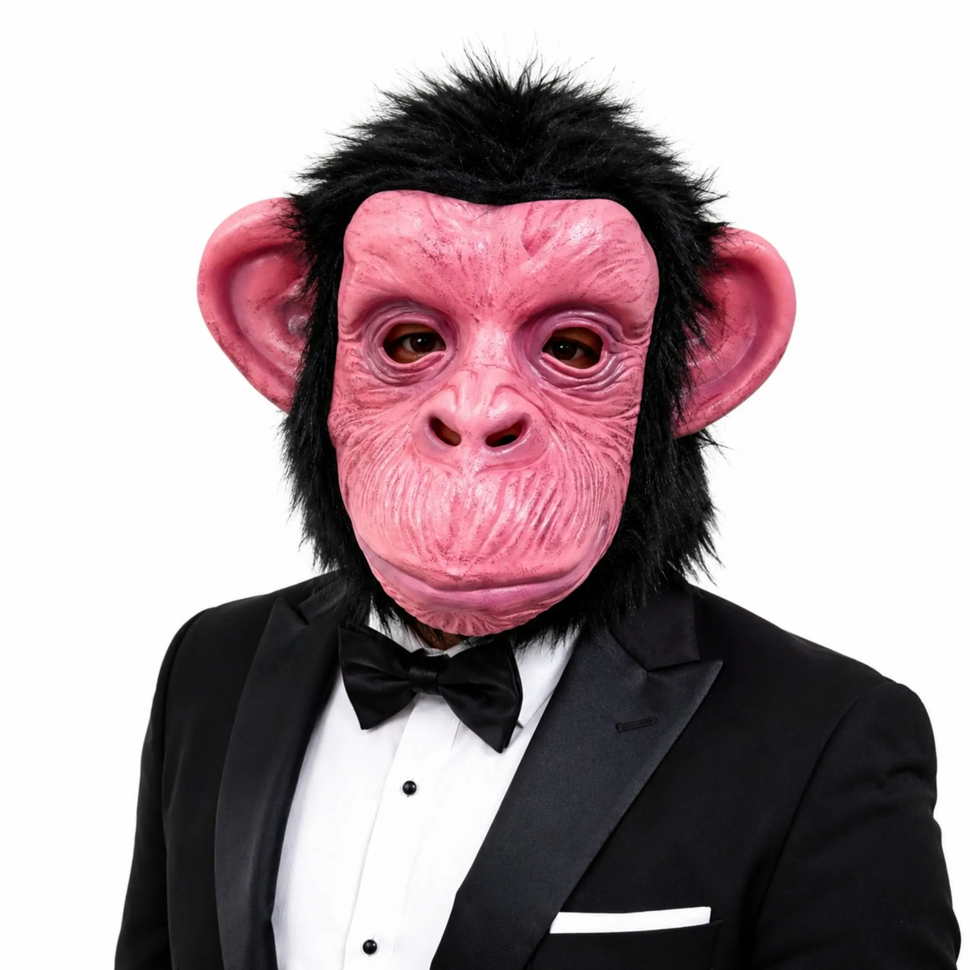 Monkey Mask with Large Ears, Animal Mask, Realistic Chimp Latex Head Cover, Novelty Halloween Cosplay Costume Prop, Party Props for Adult Party
