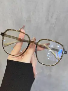 Unisex Simple Style Plain Color Square Frame Eyeglasses, Lightweight Anti-blue Light Eyeglasses for Everyday Use, Fashion Accessories for Outdoor Activities