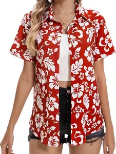 Hawaiian Shirts for Women Tropical Shirt Summer Beach Hawaii Button Down Short Sleeve Blouses Floral Tops Hawaii Outfits, Floral Print Shirt, Summer Shirts, Flower Summer Shirts, Bunch Of Flower Shirt, Party Shirts, Team Uniform, Shirt Holiday, Vacation
