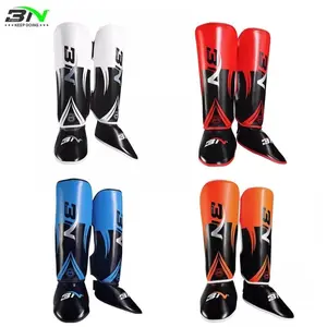 BN Leg Pads Custom Logo PU Leather Martial Arts Shin Pads Boxing Shin Instep Guards Training Shin Guards