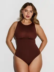 ILARIA SmoothLayer Seamless Shaping Bodysuit - Round Neck Thong Back with Medium Smoothing