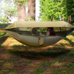Double-layer Nylon Hammock Tent with Mosquito Net and Sunshade, Portable Camping Hammock, Woven Outdoor Sleeping Gear, Hand Washable, Suitable for 1 to 2 People, Ideal for Backpacking, Traveling, Gardens, and Parks
