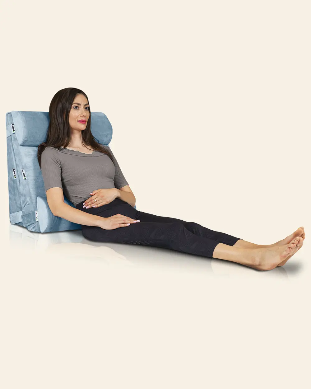 LX8 4-Piece Support for Nighttime Digestive Discomfort & Easier Breathing, Wedge Pillow Set, Cloud Gray