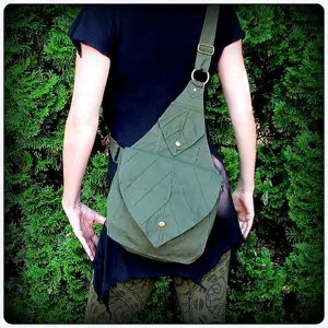 Leaf Backpack Book Messenger Bag ~ Renaissance Fair Crossbody purse ~ Elven Forest LARP cosplay, Fantasy Garb Yule, cottagecore