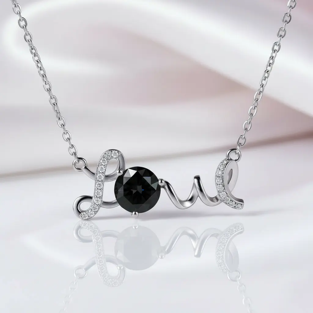 1.0 Ct Round Cut Diamond Option Birthstone Love Design Necklace