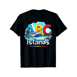 'S & 'S Short  [100% Cotton] 100% Cotton ABC Islands Aruba Bonaire Curacao Caribbean Cruise Vacation T-Shirt - Unisex Soft Breathable Cotton Retro Tropical Map & Dutch Antilles Lettering - Lightweight Comfort Fit Travel Souvenir Gift for Island Hoppers (S