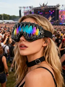 Halloween Venom Drop Glue Fluid Mask Party Glasses, Handmade Random Effect Unisex Full Coverage Retro Bohemian Style All Season Decorative Eyewear