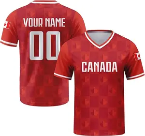 Personalized Canada 2026 Jersey, Custom Name Number Jersey, Red White V-Neck Canada Flag Game Day Shirt, Maple Leaf Pattern Fan Jersey, Great Gift for Players and Fans, Soccer Lover Outfit Idea
