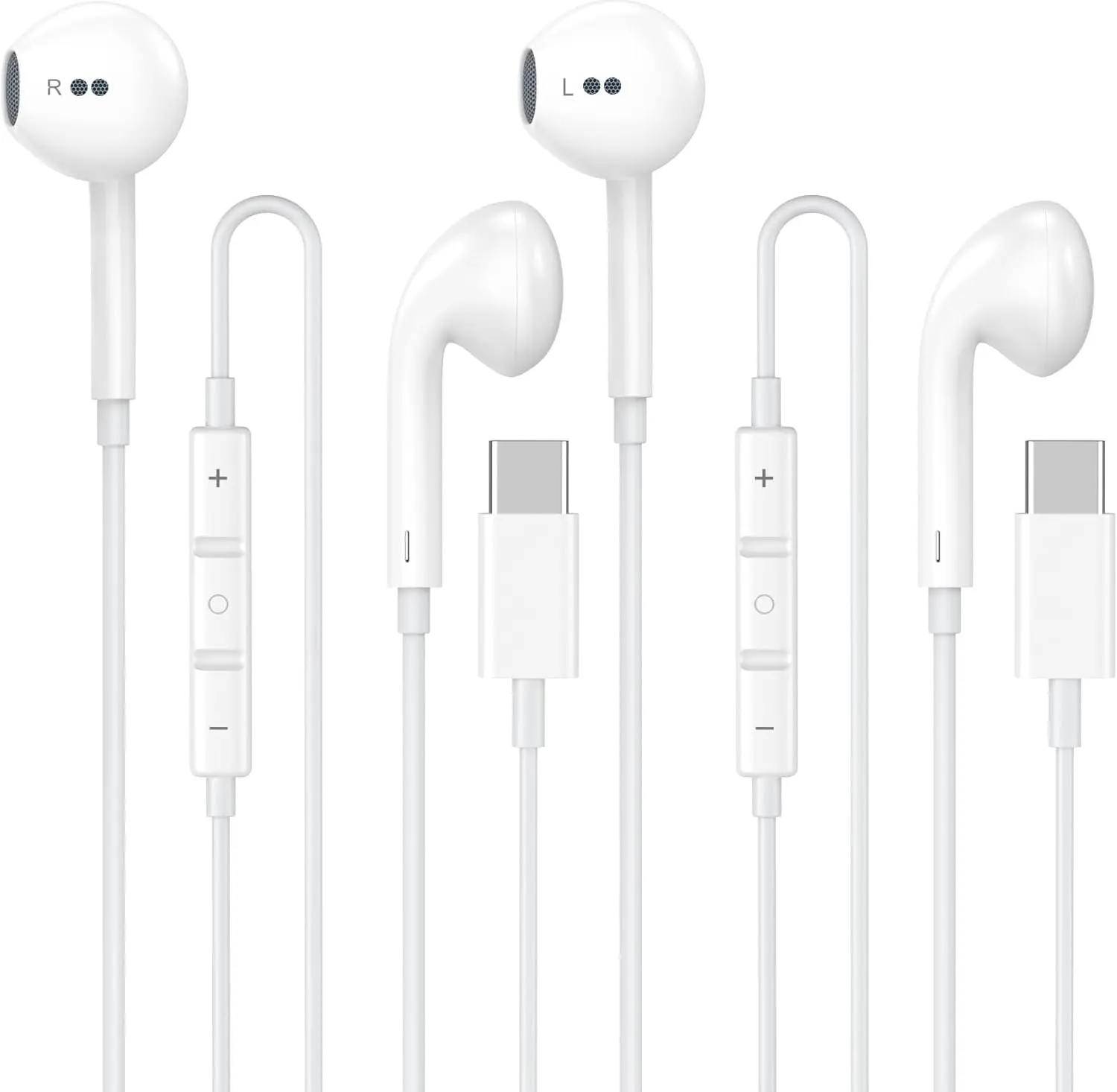 USB C Headphones Wired for iPhone 17 16 15, 2 Pack Type C Earphones with Microphone & Remote Control Noise Cancelling Wired Earbuds Compatible for iPhone 17/17 Pro/17 Pro Max/Air/16/15/16 15 Pro Max