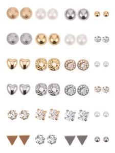 24 pairs of stud earrings crystal pearl earrings set stud earrings jewelry for women men silver and gold