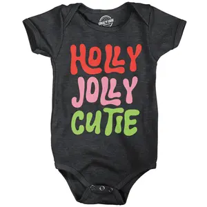 Holly Jolly Cutie Baby Bodysuit Funny Sarcastic Christmas Graphic Novelty Jumper For Infants Funny Baby Onesies Christmas Clothes for Baby Novelty Onesie Black -