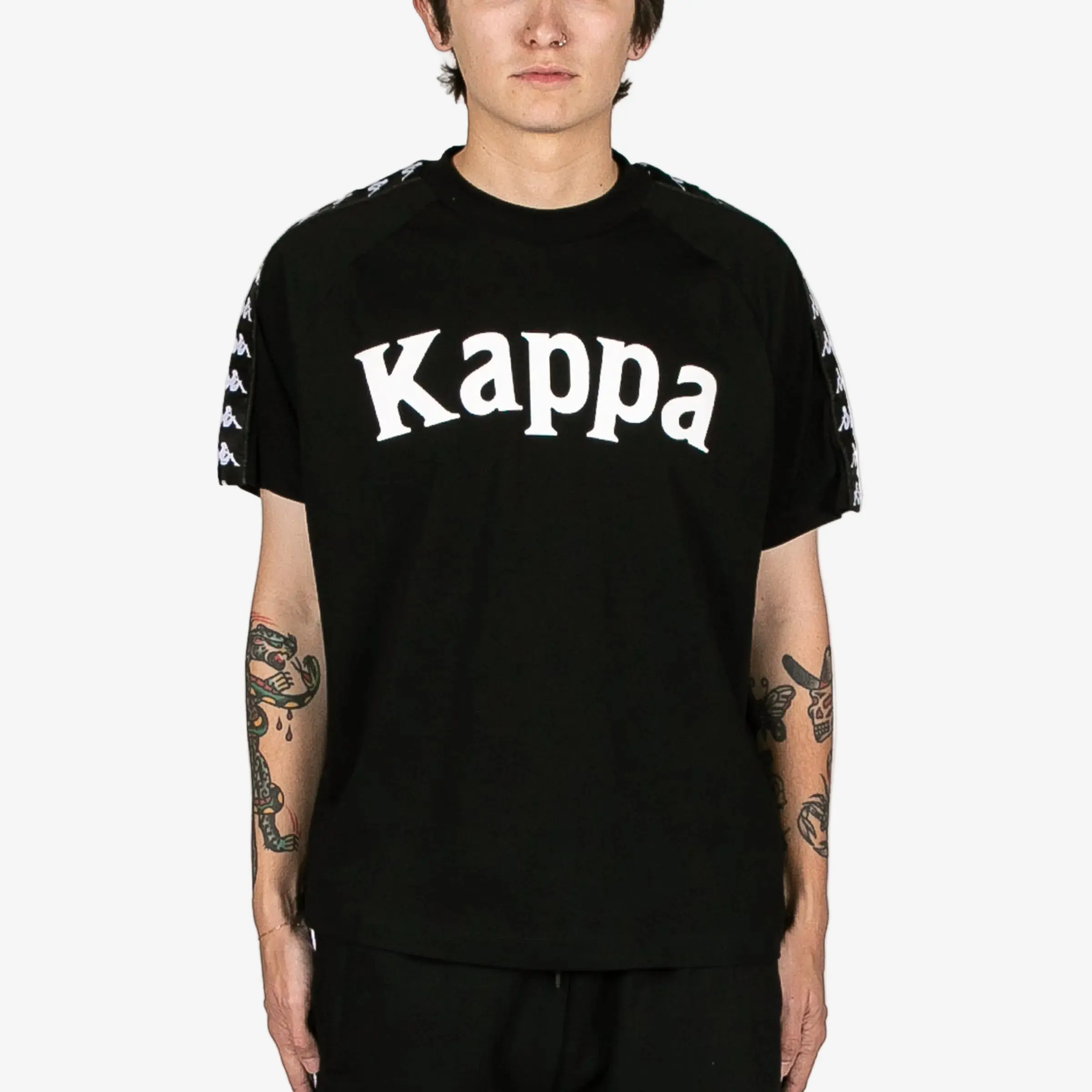 Men's 222 Banda Balima Graphic Casual Knit Soft Print T-Shirt - Black-White Short-Sleeve Breathable Jersey Tee