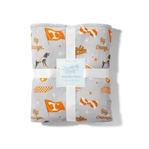 Orange, Grey, and White 50x60 Flannel Fleece Blanket