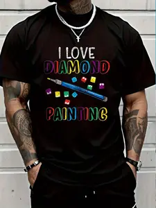 100% Cotton Diamond Painting Gift Idea - I Love Diamond Painting T-Shirt Women's Men's Graphic Tee Crew Neck summer vacation Tops