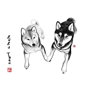 Custom Sumi Ink B&W Pet Portrait