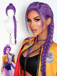 kpop demon hunters Rumi Wigs Halloween Cosplay Purple Cosplay Wig For Girls And Women, Heat Resistant Hair For Cosplay Synthetic Hair Halloween Costume Party Hair Halloween Cosplay Wigs Purple Braid Long Braid Wigs Wig For Women Daily Party Cosplay Use