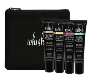Whish 4pc Assorted Gloss & Go Lip Balm Set w/ Travel Bag