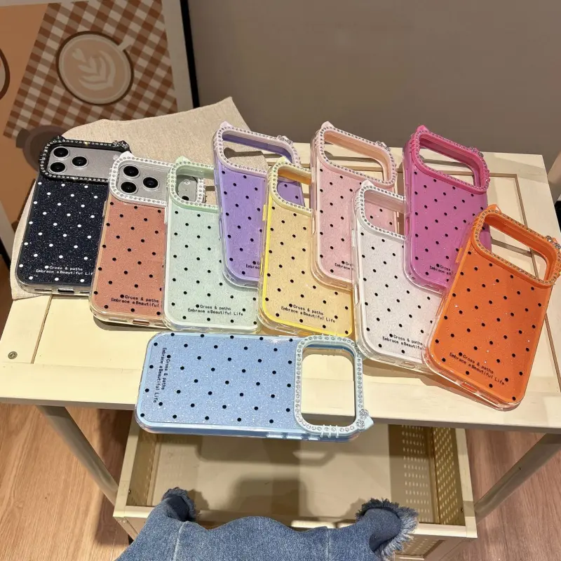 High-value polka dot glitter cat ear Protective phone case for iPhone 17 Pro Max/17 Pro/17