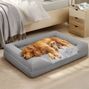 Gimars Orthopedic Egg Foam Ultra Soft Dog Beds Waterproof High Supportive Bolsters Washable Pet Beds Cover for Large Medium Small & Aging Dogs