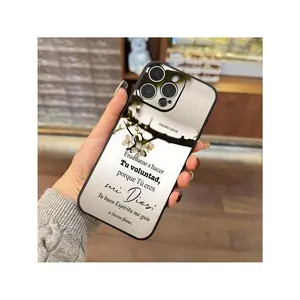 Aesthetic  Case Featuring Faith Quotes And Blooming Flowers, Designed For Various  Models Including 16, 11, 15, 14, 13, 12 Pro Max, And XR Plus. A Protective Black Case, Perfect As A Gift For Sisters And Women Who Appreciate Faith.