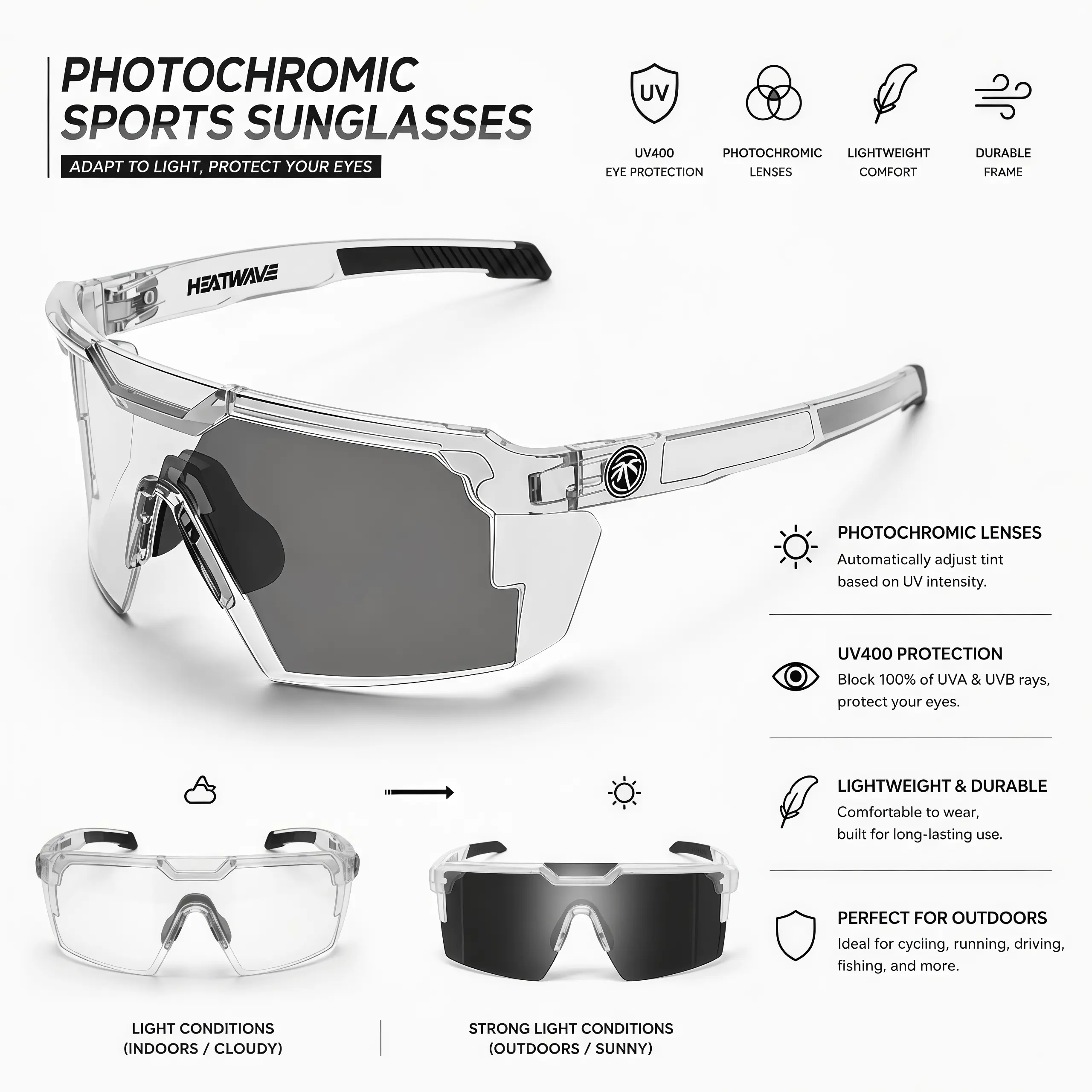 New Photochromism Sunglasses, Trendy Street Style Unisex Shades, Fashionable Sun Glasses for Men & Women, Sunglasses For Women, Men's Sunglasses