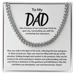 To My Dad Cuban Link Chain Necklace, Gift To Dad From Son or Daughter, Gift For Dad. Just Because Gift For Dad, Father's Day Gift, Christian Gift For Dad, Stainless Steel Cuban Link Chain Necklaces