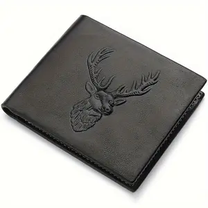 Christmas Men's Deer Head Pattern Wallet PU Leather Multi-Card Slot Men's Wallet Gift