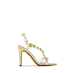 Kiah Embellished Slingback Heels - Gold
