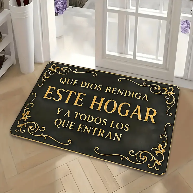 1pc Inspirational Text Doormat, Flannel Material - Thick Pile with 0.4inch Sponge Thickness, 580g Per Square Meter, Rectangular Mat, Easy-Clean Kitchen Bath Mat, Bedside Foot Mat for Bedroom, Outdoor Decorative Mat for Patio