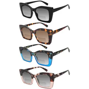 4 Pack Bifocal Reading Sunglasses for Women Oversized Square Sun Readers Oprah Style for Women UV400 Protection