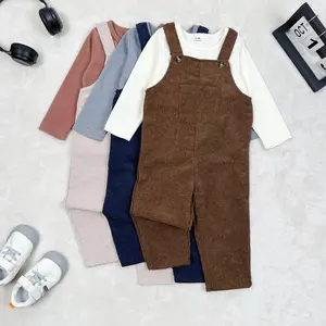 Ready Stock 6m-3y Boys Soft Long Sleeve T-Shirt and Corduroy Overalls Set Cute Comfortable Two Piece Outfit for Fall Winter 12507031