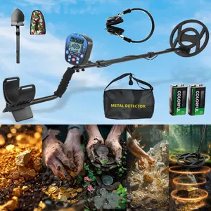 Metal Detector for Adults & Kids with 10" Search Coil All Metal & Disc Modes Portable Tool Kit Adjustable Stem IP68 Rating Lightweight Design LCD Display Durable Shovel Anti-interference Headphones