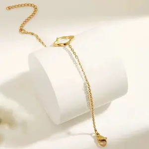 Waterproof and sweat-proof gold four-leaf clover bracelet fashionable and exquisite 18K real gold plated jewelry fashionable stackable bracelet suitable for giving to friends and family