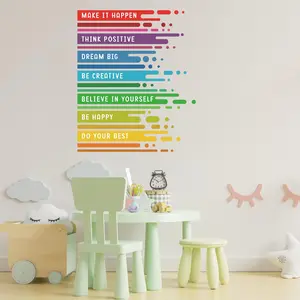 Positive Affirmation Wall Decal 59PCS Motivational Saying Classroom Wall Sticker Colourful Inspirational Quotes Peel and Stick Wall Decals Child Growth Mindset Wall Stickers for Kid Playroom
