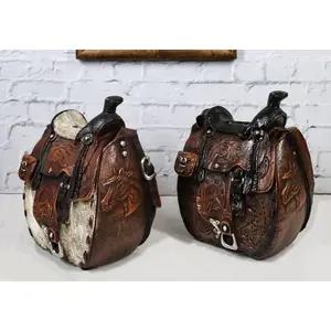 Set Of 2 Rustic Western Cowboy Horse Saddle Money Coin Savings Piggy Banks