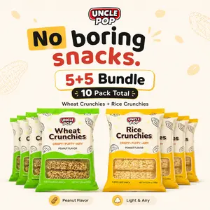 Uncle Pop Rice Crunchies & Wheat Crunchies Peanut Flavor Bundle, 10 Pack