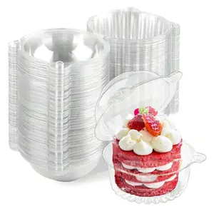 50PC Individual Cupcake Containers, Plastic Cupcake Stands With Dome Lids, Cupcake Containers Disposable Plastic Boxes for Desserts, Fruits, Bread, Cakes, Donuts, Suitable for Party Supplies, Party Picnics, Food Boxes, Premium Cake Box