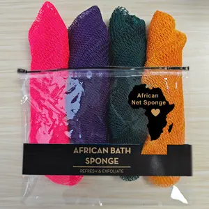 4 Pack African Exfoliating Net Sponge , Smooth Skin Shower Body Care Tool