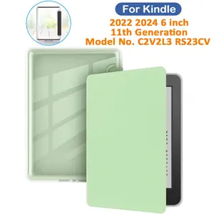 Acrylic Case for Kindle 2024 2022 11th Generation 6Inch Model No. RS23CV C2V2L3 6'' Accessories Protective Pouch Clear Back with Auto Sleep/Wake Perfect Fit Design Easy Access Ports Durable & Stylish Cover