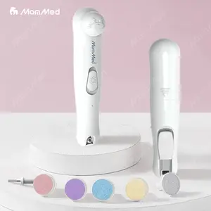 MomMed Electric Nail Clippers, Trim Polish Grooming kit for Newborn Toddler or Adults Toes Fingernails, 6 Grinding Heads and LED Light baby fingernail clipper electric baby nail file