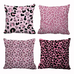 4pcs, Pink Leopard Themed Throw Pillow Covers, Leopard Pattern Design, Home Décor Products, Cushion Cover Decoration for Couch Sofa, Room Decor and Bedroom Decor, Suitable for Spring Decoration, Single Sided Printing, No Pillow Core