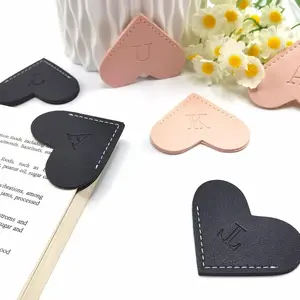 Personalized Leather Book Marks, Heart Bookmark, Unique Cute Handmade Letter Bookmarks Accessories for Reading Women, Teacher, Student, Book Lovers Book Mark Gifts (Pink, A)