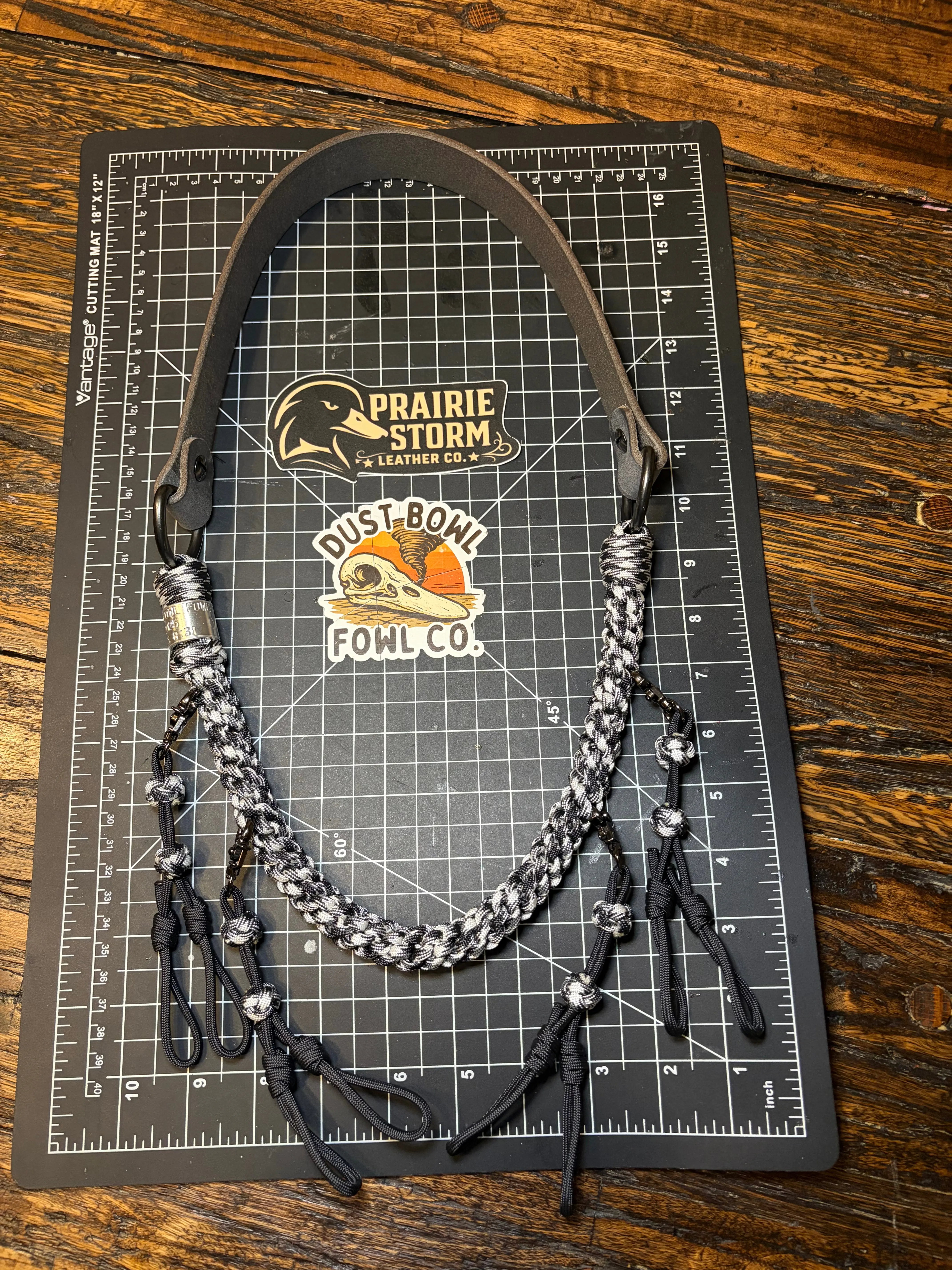 Leather x Half Round Lanyard - Sky Panda