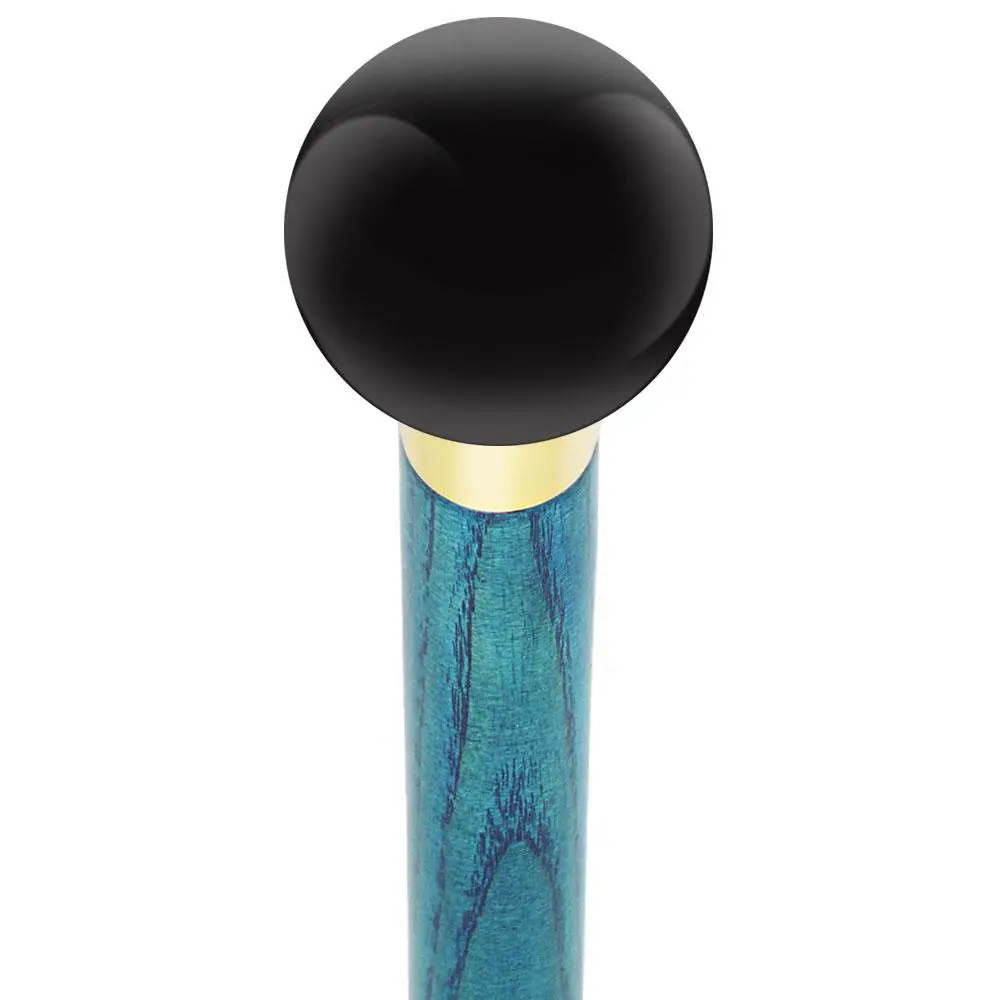 Black Void Round Knob Cane w/ Custom Color Ash Shaft & Collar