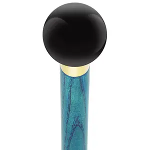 Black Void Round Knob Cane w/ Custom Color Ash Shaft & Collar