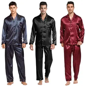 Tony & Candice Men’s Silk Pajama Sets, Satin Long-Sleeve Sleepwear Loungewear GARMENTARY