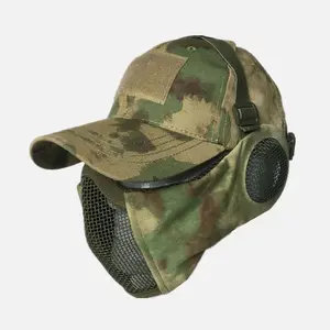 V14 steel wire half face mask + baseball cap integrated ear protection breathable protection two-piece tactical mouth guard cap