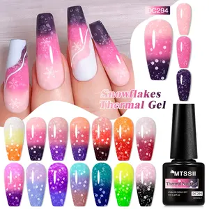 MTSSII 7ml Snowflake Thermal Gel Nail Polish, Snow Sequins Unique Temperature Color Changing Gel Polish, Gradient Color Nail Art DIY Manicure Kit for Salon Use, UV Gel Manicure, Ideal Gift for Women