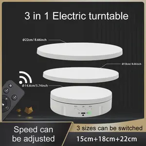 3-In-1 360-Degree Smooth Rotating Photography Turntable, Electric Display Stand for Jewelry Products, Adjustable Angle & Speed Control