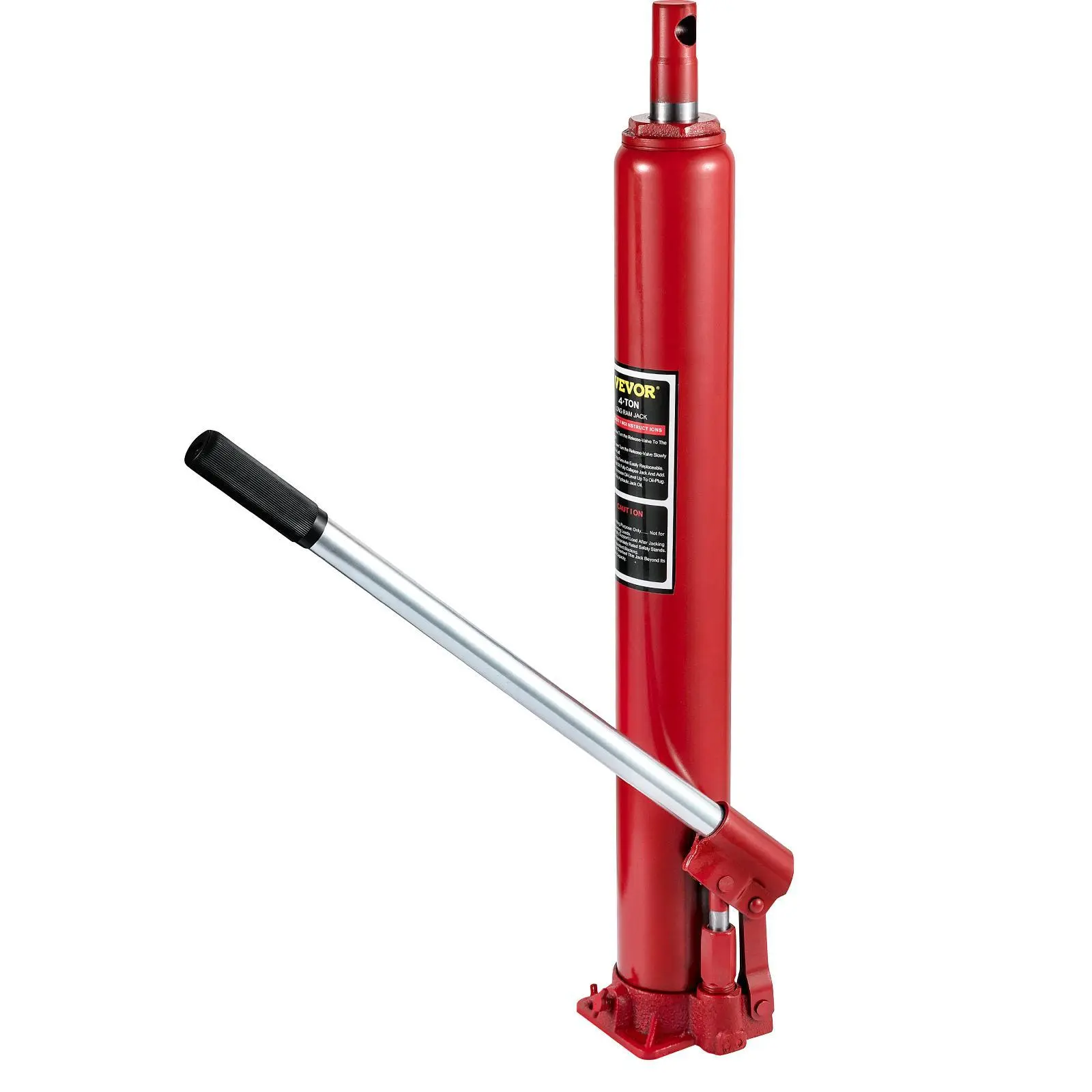 【Fallpicks】VEVOR 4-Ton Hydraulic Long Ram Floor Jack, Automotive Maintenance Tools with Manual Pump, Single Piston, Flat Base, Steel Frame, 24"-43.7" Lifting Range, Red for Garage Car Repair
